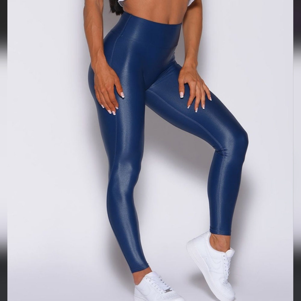 Bombshell Sportswear Navy High-Waist Shiny Leggings